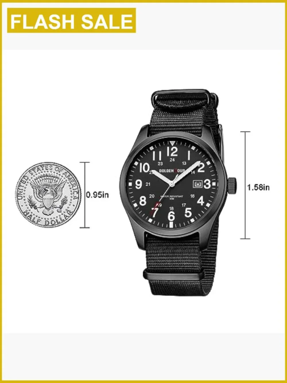 Men's Nylon Strap Military Watch 40mm Luminous Hands Japanese Quartz